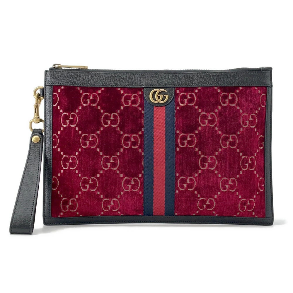 Gucci Clutch Bag GG Velvet Shoulder Pouch